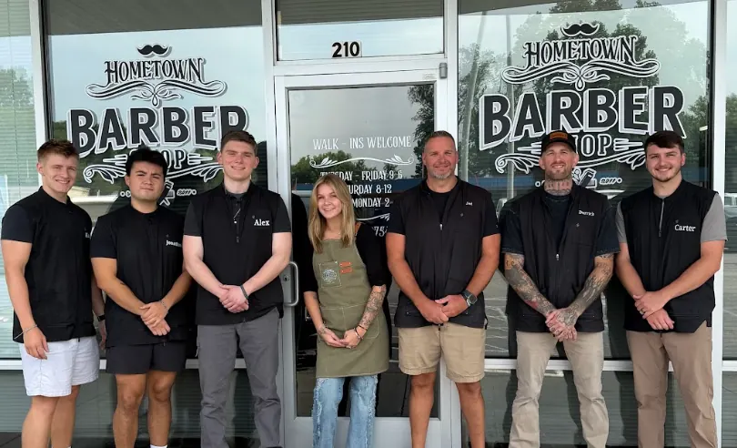 Hometown Barbershop storefront and team